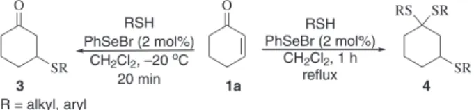 Table 1. Addition of thiols in the carbonyl group; synthesis of β-mercapto ketones        