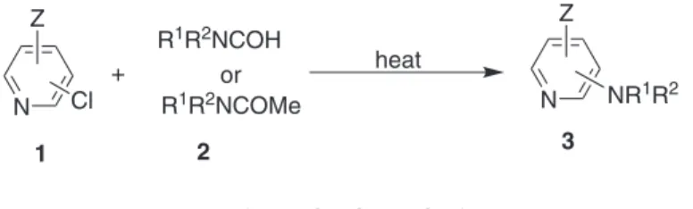 Table 1. The reaction of 2-chloro-3-nitropyridine (1a) with amides (2) a