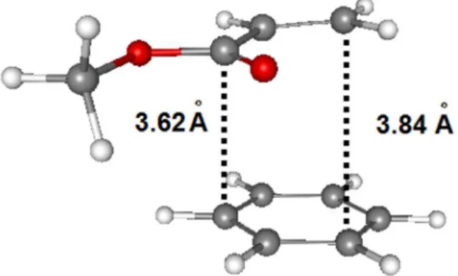 Figure 4. Optimized geometry of the benzene···methyl-acrylate complex  4 using MPW1B95/6-311++G(2d,2p) level of theory.