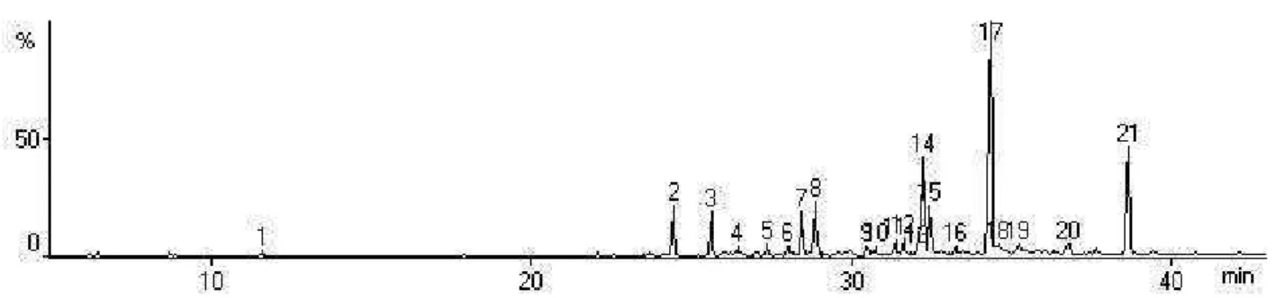 Figure S3. Total ion chromatogram (TIC) of the essential oil from E. unilora leaves (cluster III).