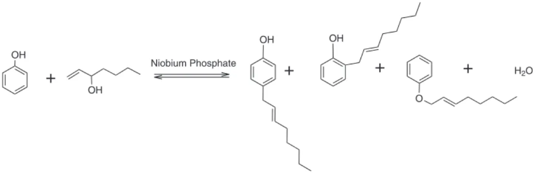 Figure 1. Conversion of 1-octen-3-ol in the alkylation reaction of phenol  catalyzed by niobium phosphate