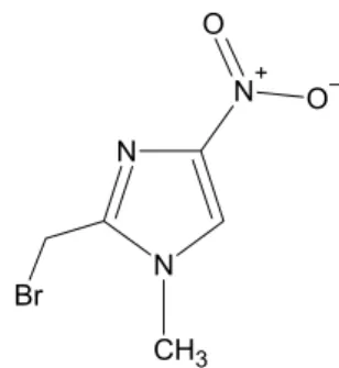 Figure  1.  Molecular  structure  of  1-methyl-4-nitro-2-bromine methyl- methyl-imidazole (4-NimMeBr).