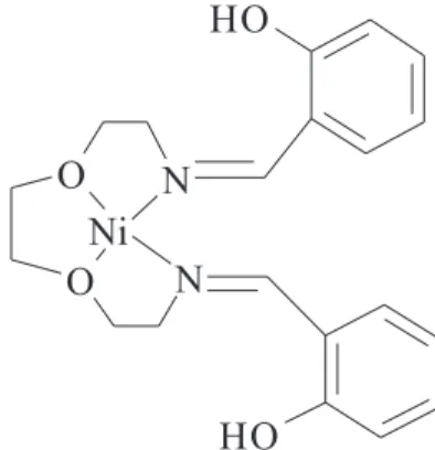 Figure 1. Structural representation of the compound of 1,8-diamino-3,6- 1,8-diamino-3,6-dioxaoctane  nickel(II)  [Ni(DADOO)]  used  as  ionophore  in  the   PVC-membrane Sal − -selective electrode