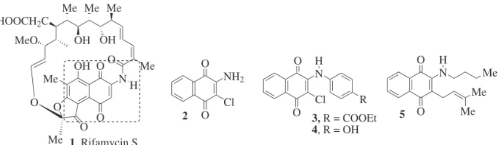 Figure 1. Some examples of bioactive products with the aminonaphthoquinone moiety.