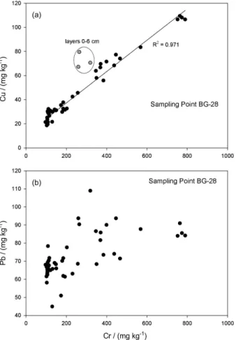 Figure 4. Sampling point BG-28: calculated ages and copper and 