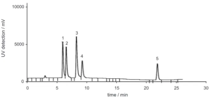 Figure 1. Chromatogram of a standard solution containing the phthalates: 