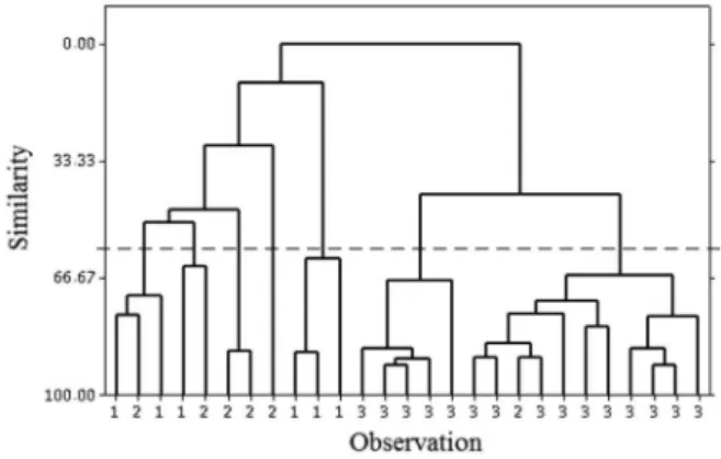 Figure 1. Dendrogram of cluster analysis of physicochemical  parameters and mineral contents.
