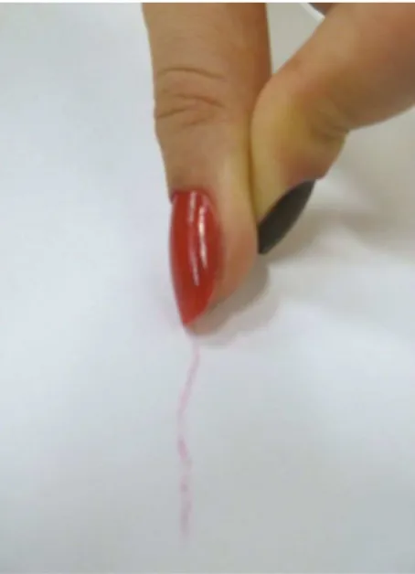 Figure 1. Traces of nail polish on paper.