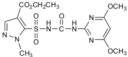 Figure 1. The molecular structure of pyrazosulfuron-ethyl.