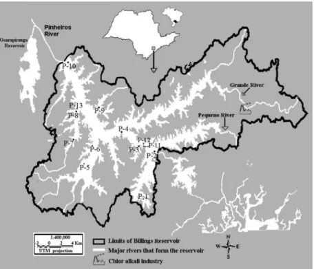 Figure 1. Map of the study area and location of the sampling sites (adapted from reference 15).