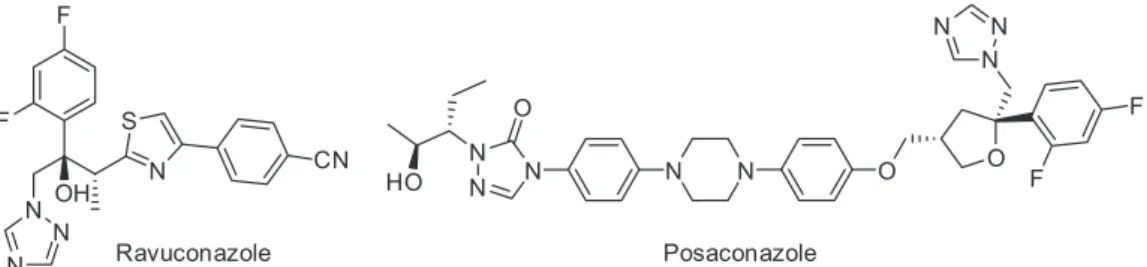 Figure 2. Chemical structures of posaconazole and ravuconazole.