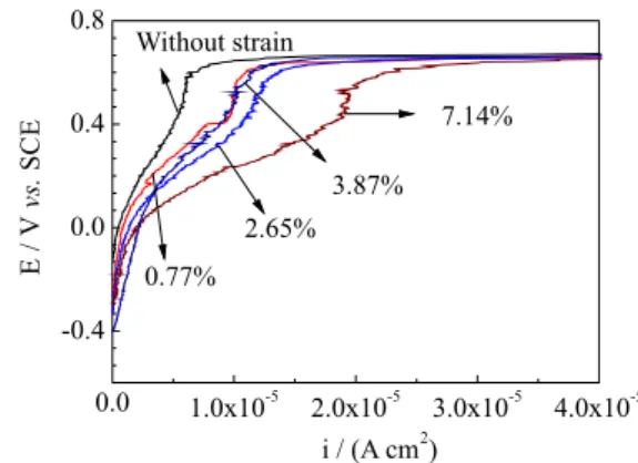 Figure 2. The anodic polarization curves for different strains after 1 h of  passivation in pore solution.
