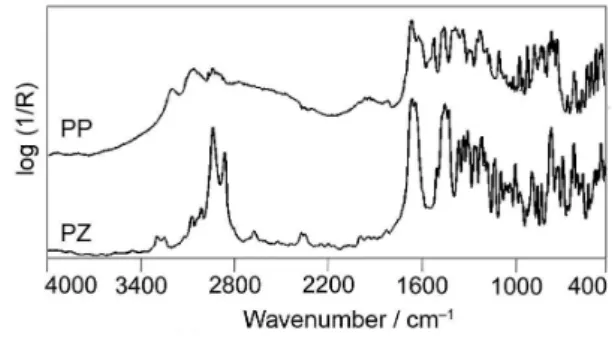 Figure 3. DRIFT spectra of pure PZ and PP.