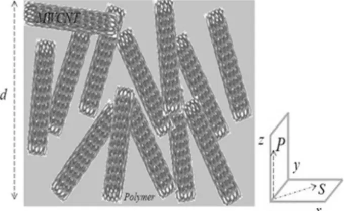 Figure 1. Schematic of the boundary-value problem for optical modeling  for MWCNTs dispersed in the conductive polymer.