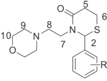 Figure 1. Atom-numbering for thiazinanones 5a-n.