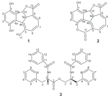 Figure 1. Structures of compounds 1-3 isolated from C. globosa.