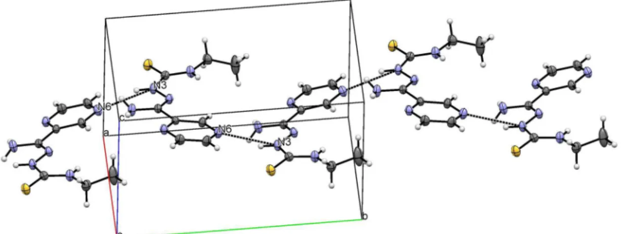 Figure 4. Hydrogen bond in HPzAm4E (8) along b axis.