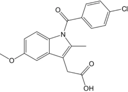 Figure 1. Molecular structural formula of the indomethacin ligand  (Hindo).