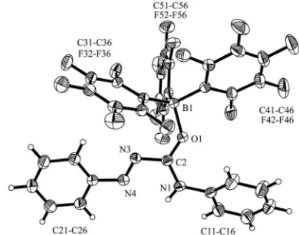 Figure 7. Molecular structure of the A 2  adduct (thermal ellipsoids are  shown at 30% probability).