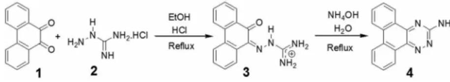 Figure 1. Synthesis of phenanthro[9,10-e][1,2,4]triazin-3-amine (4).