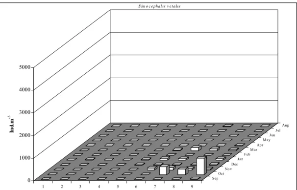 Fig. 7. S. vetalus total monthly abundance (n=108) along the sampling stations (1 to 9)