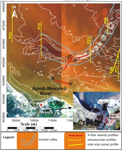 Fig.  3.  Location  of  high  resolution  profiles  discussed  in  the  text  superimposed  on  a  Landsat  7ETM  image