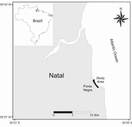 Fig. 1. Location map showing the study area Ponta Negra, Rio Grande do Norte, Brazil.  