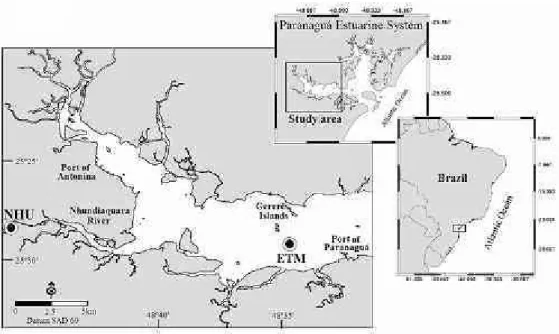 Fig.  1.  Localization  of  the  sampling  sites  in  the  Paranaguá  Estuarine  System