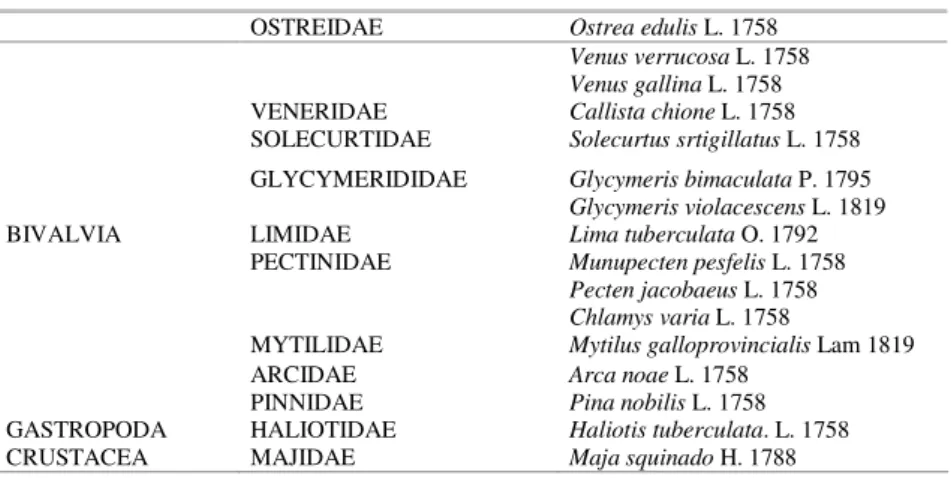 Table 1. Food preferences of O. vulgaris at the artificial reef sites. 