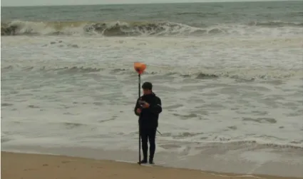 Figure 2. Maximum and instantaneous up-rush measurement on the beach face.