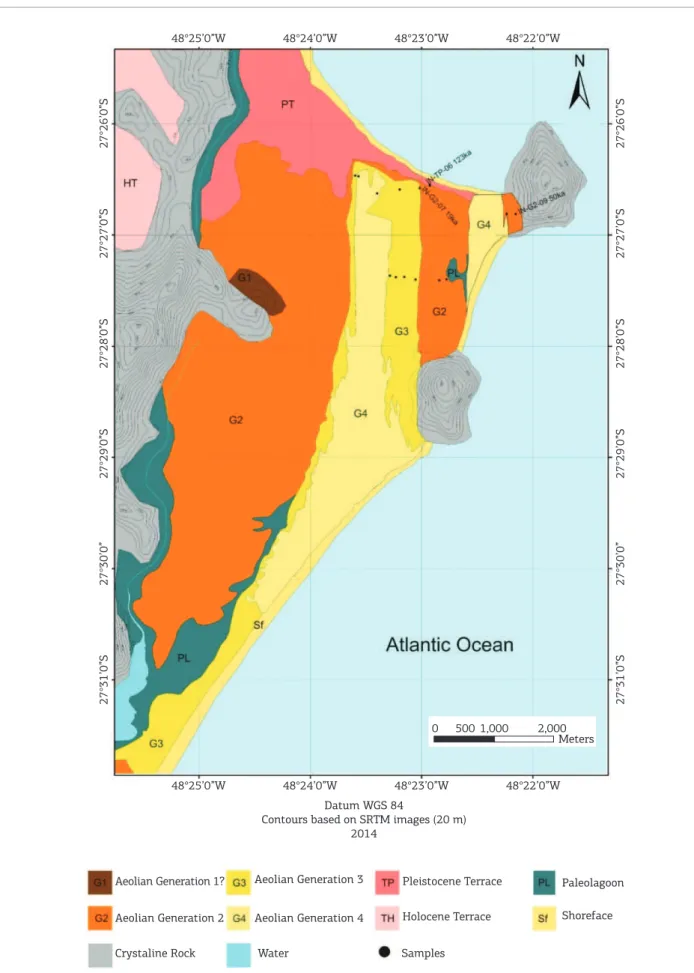 Figure 3. Distribution of the Quaternary sedimentary units for the Ingleses duneield area