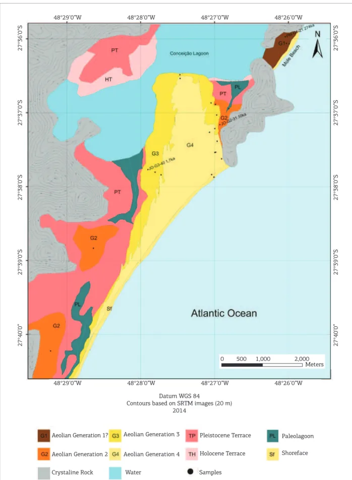 Figure 4. Distribution of the Quaternary sedimentary units for the Joaquina duneield area