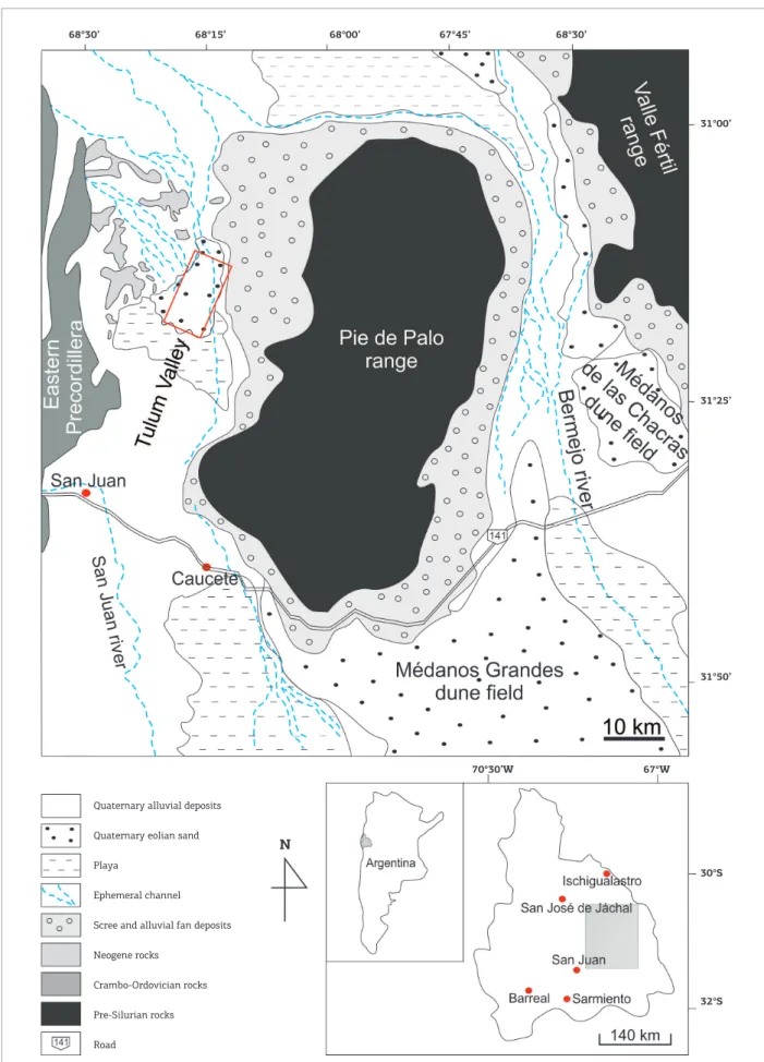 Figure 1. Geologic and geomorphologic map of the Tulum Valley. The rectangle delimits the study area.