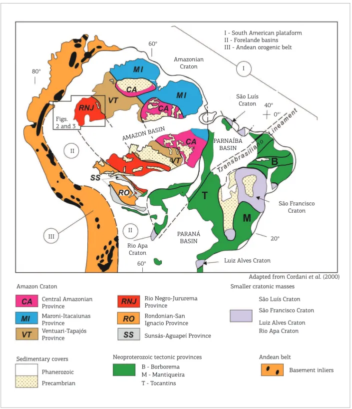 Figure 1. Tectonic provinces of the Amazonian Craton, with location of the study area.
