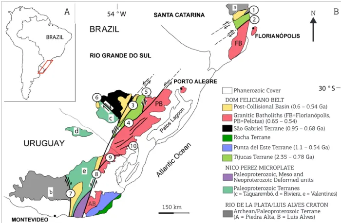 Figure 3. Geological map of the southern Brazilian and Uruguay shields (modiied ater Oyhantçabal et al