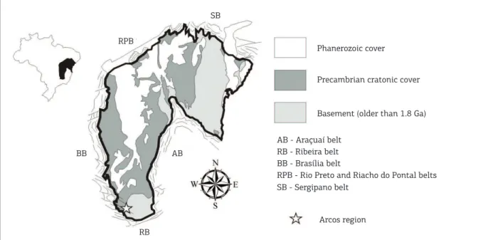 Figure 1. Location of Arcos region in the São Francisco Craton.