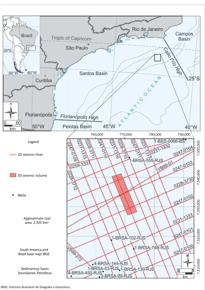 Figure 2. Location of the study area in northern Santos Basin, with reference to the dataset used in this paper.