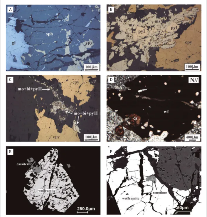 Figure  4.  Photomicrograph  of  sulide-mineral  and  wolframite-cassiterite  assemblage