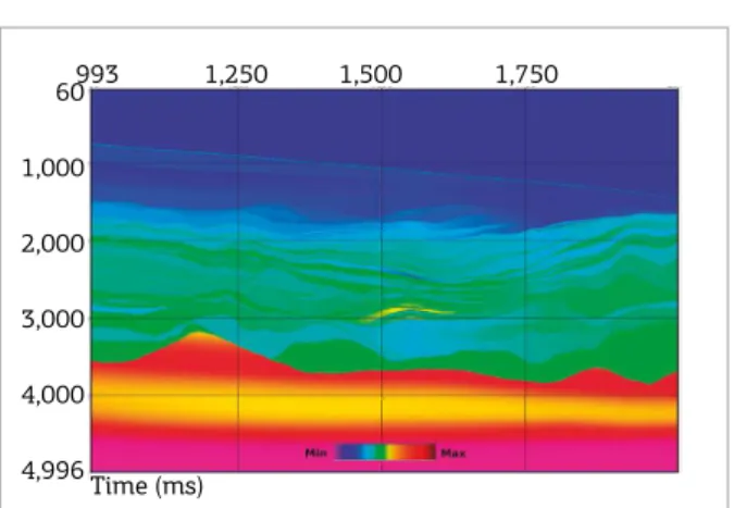 Figure 10 shows the vertical resistivity extracted along  Top of Marlim horizon slice