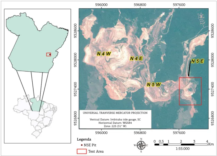 Figure 1. Location of the study area (N5E mine).