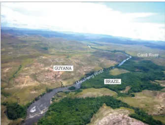 Figure 14. Aerial view of the natural border  represented by the Maú-Ireng River between Brazil  and Guyana