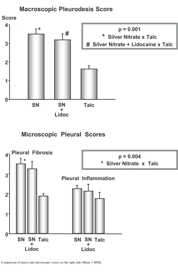 Figure 1 - Comparison of macro and microscopic scores on the right side (Mean ± SEM).