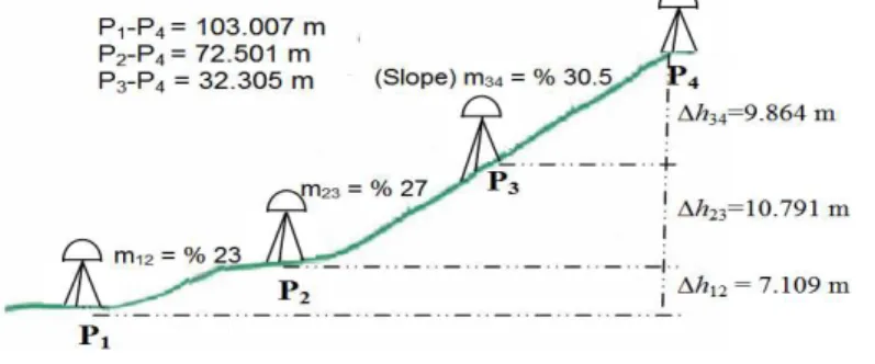 Figure 5 - The surveying profile of the sites and the height differences derived from  geometric levelling
