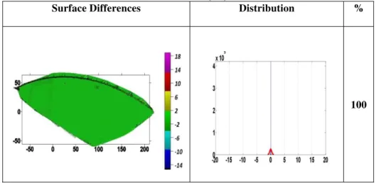 Figure 10 - Surface Differences in Dam Body (1 st  and 2 nd  Surface) and Distribution  of Differences (cm).