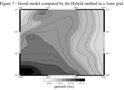 Figure 7 - Geoid model computed by the Hybrid method in a 1min grid. 
