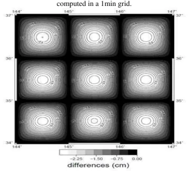 Figure 8 - Map of the differences between the Hybrid method and Stokes’s Integral  computed in a 1min grid