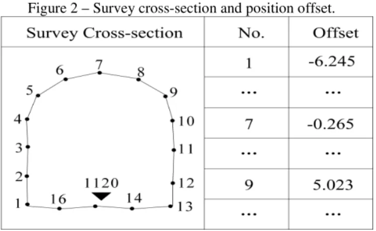 Figure 2 – Survey cross-section and position offset. 