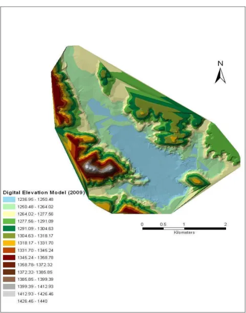 Figure 3- Digital elevation model map of 2009 
