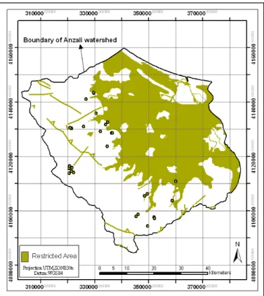 Figure 4: constrain map layers for ecotourism development in Anzali Watershed.