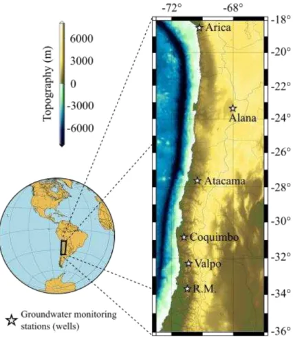 Figure 1: Study region and well stations. 